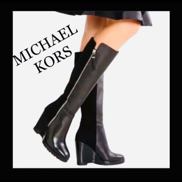NWOB Michael Michael Kors Clara Wedge Tall Boots - Picture 1 of 8